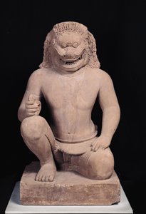 Guardián con cabeza de león, estilo Banteay Srei, c.967